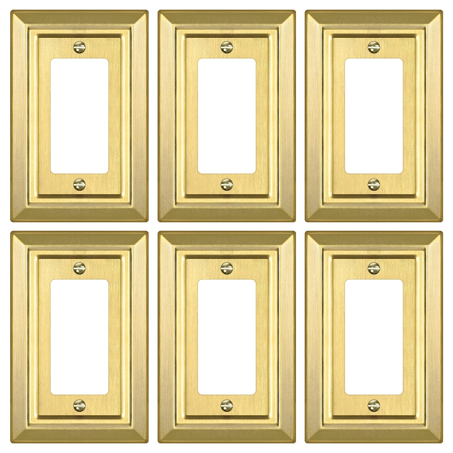 Metal Wall Plate for Electrical Outlets, Applicable to Single Decoretor | Decorative Brass Gold Switch Plates Outlet Cover, Light Switch Cover Plate, 1-Gang Wall Plates, 6 Pack-image-1