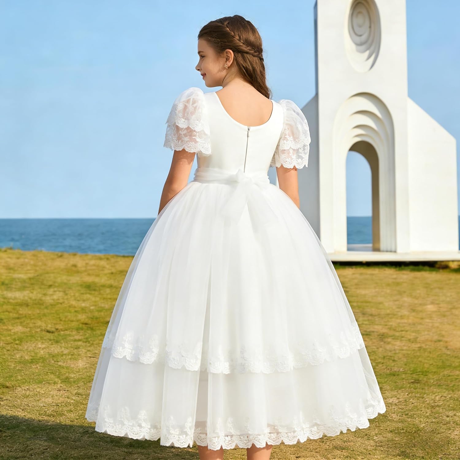 Vestido de niña de Las Flores para Bodas, Vestidos Formales de Encaje para Fiestas de cumpleaños Infantiles, Vestidos de Gala