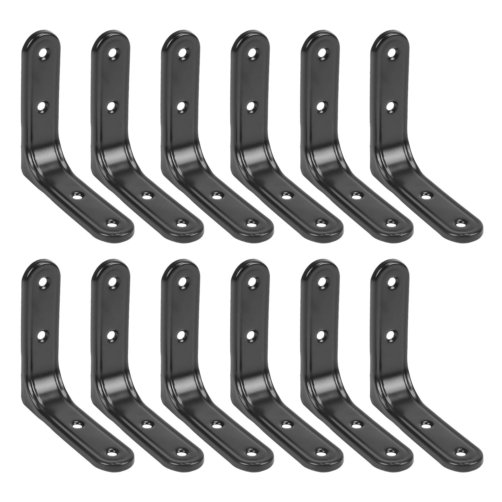 COEWUR 12 PCS Black Shelf Bracket - L Brackets for Shelves - 80mm Small Shelf Bracket Heavy Duty - Corner Brackets Wall Mounted