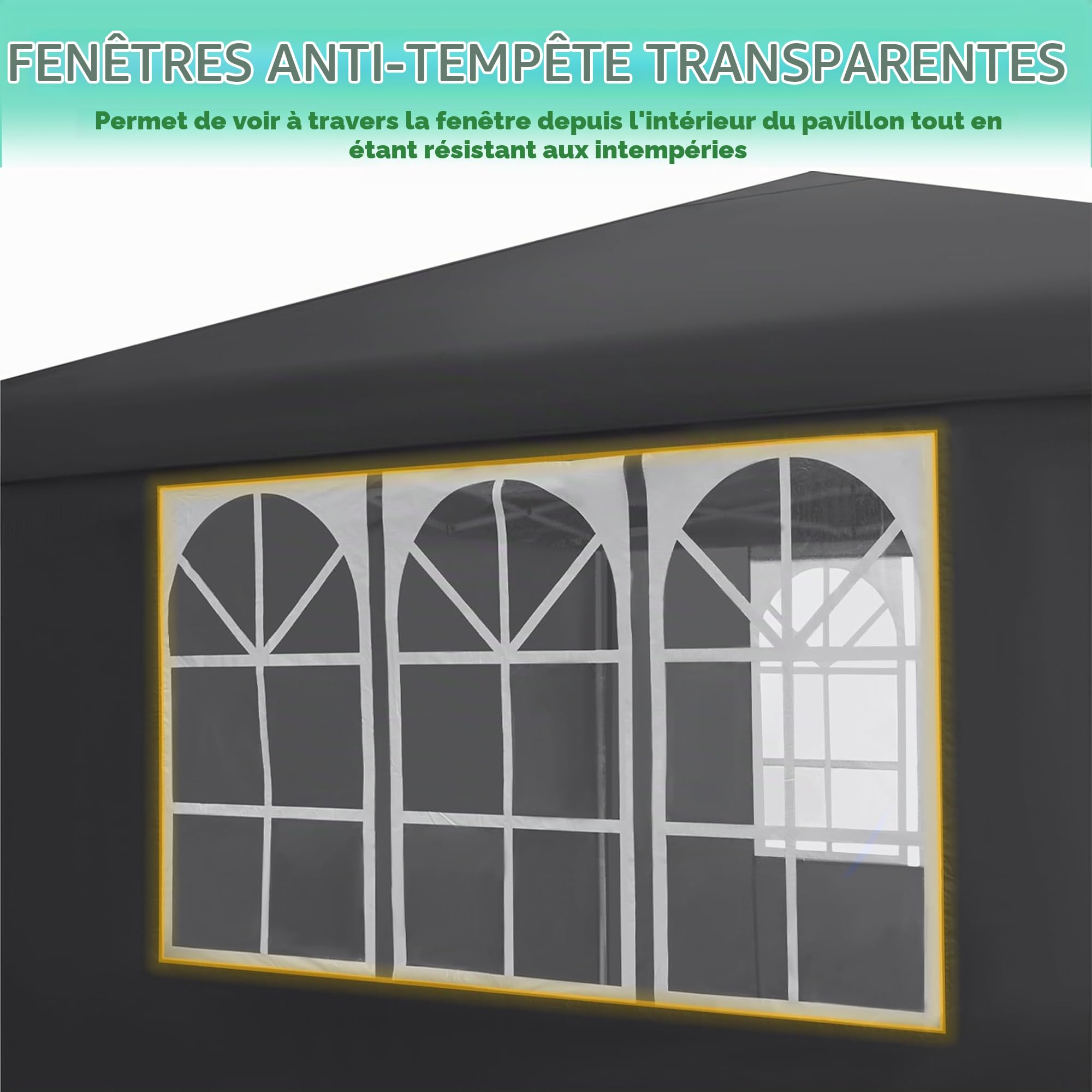 Tonnelle pliable - 2,5 x 2,5 m - Imperméable et stable - Résistante à l'hiver - Avec 4 panneaux latéraux et fenêtres - Tente de jardin pliable - Protection UV - Tente de réception pour