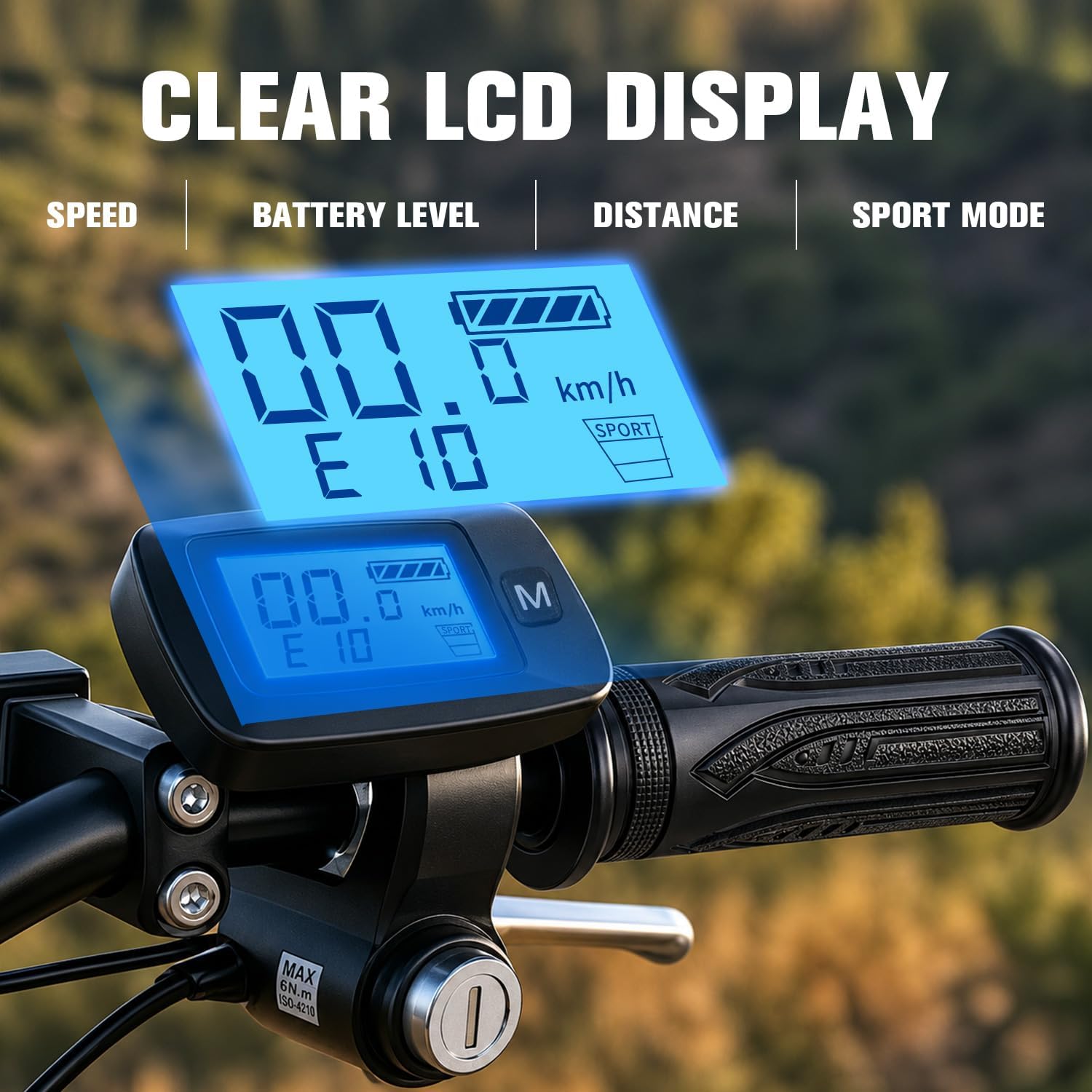 CHANGCHENG Electric Dirt Bike Throttle Assembly for Tuttio Soleil01,48V Quick Response Twist Throttle Grip Tube with Keys M Button and LCD Display for Tutti Soleil 01