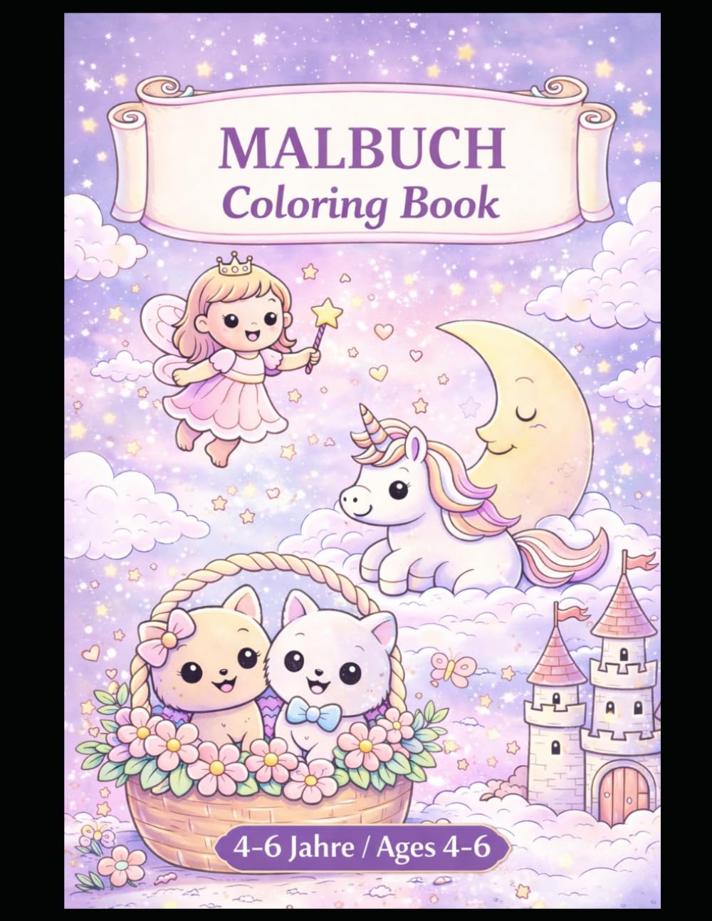 Magische Mädchenwelt – Malbuch: 30 süße Ausmalbilder mit Prinzessinnen, Feen, Einhörnern & Meerjungfrauen – Für Kinder von 4–6 Jahren, 30 cute ... & mermaids – For children aged 4–6 years