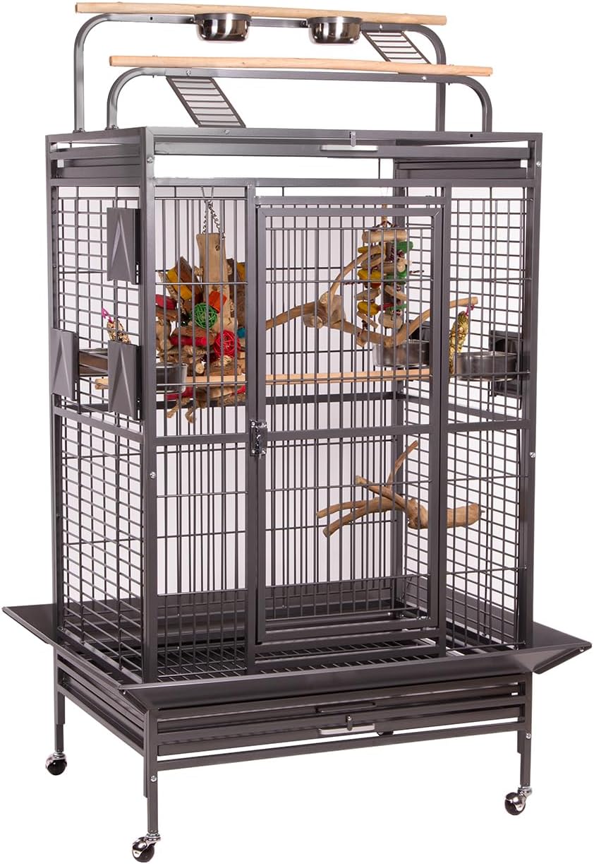View of Montana Hacienda Play Metal Wire Cage with Avilon Powder Coating Bird ...