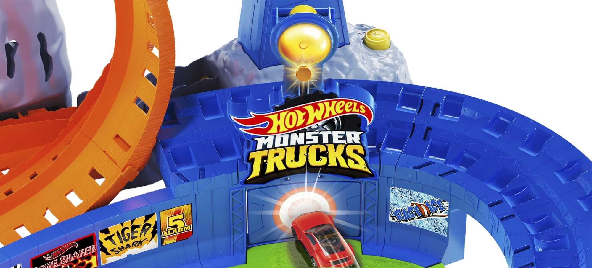 Hot Wheels Monster Trucks Volcán Arena, pista de coches de juguete, incluye 1 vehículo Monster Trucks y 1 die-cast (Mattel GYL14)