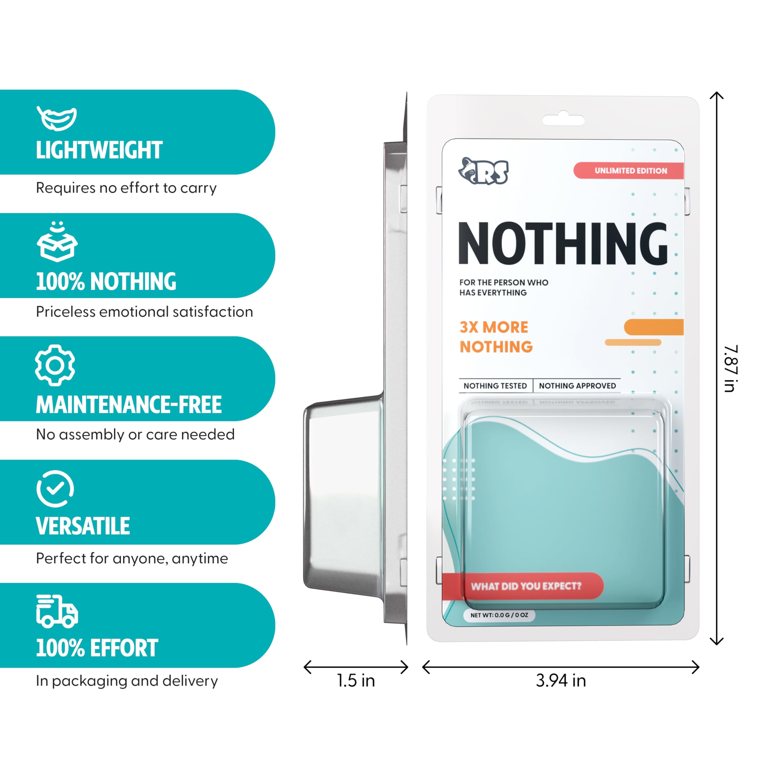 Nothing Gift - Funny Gag Gift for Dad, Mom, Women & Men Who Want Nothing - Hilarious Novelty & Useless Practical Joke for The Person Who Has Everything - Weird Prank Box Stuff