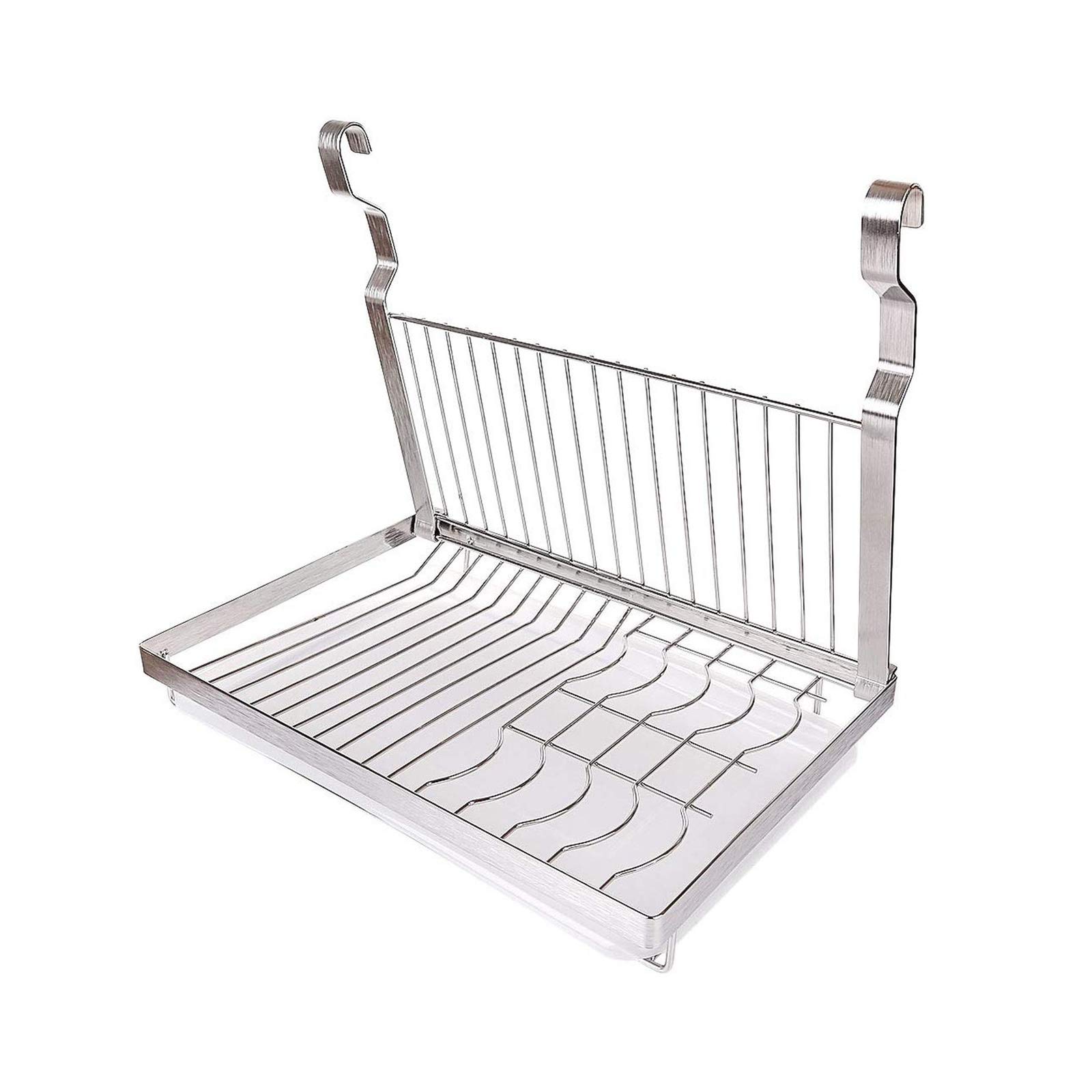 Klappbarer Wand-Abtropfständer aus Edelstahl mit Tropfschale – EIN platzsparender Küchen-Geschirrtrockner, der Speisereste und Fett effizient trocknet.