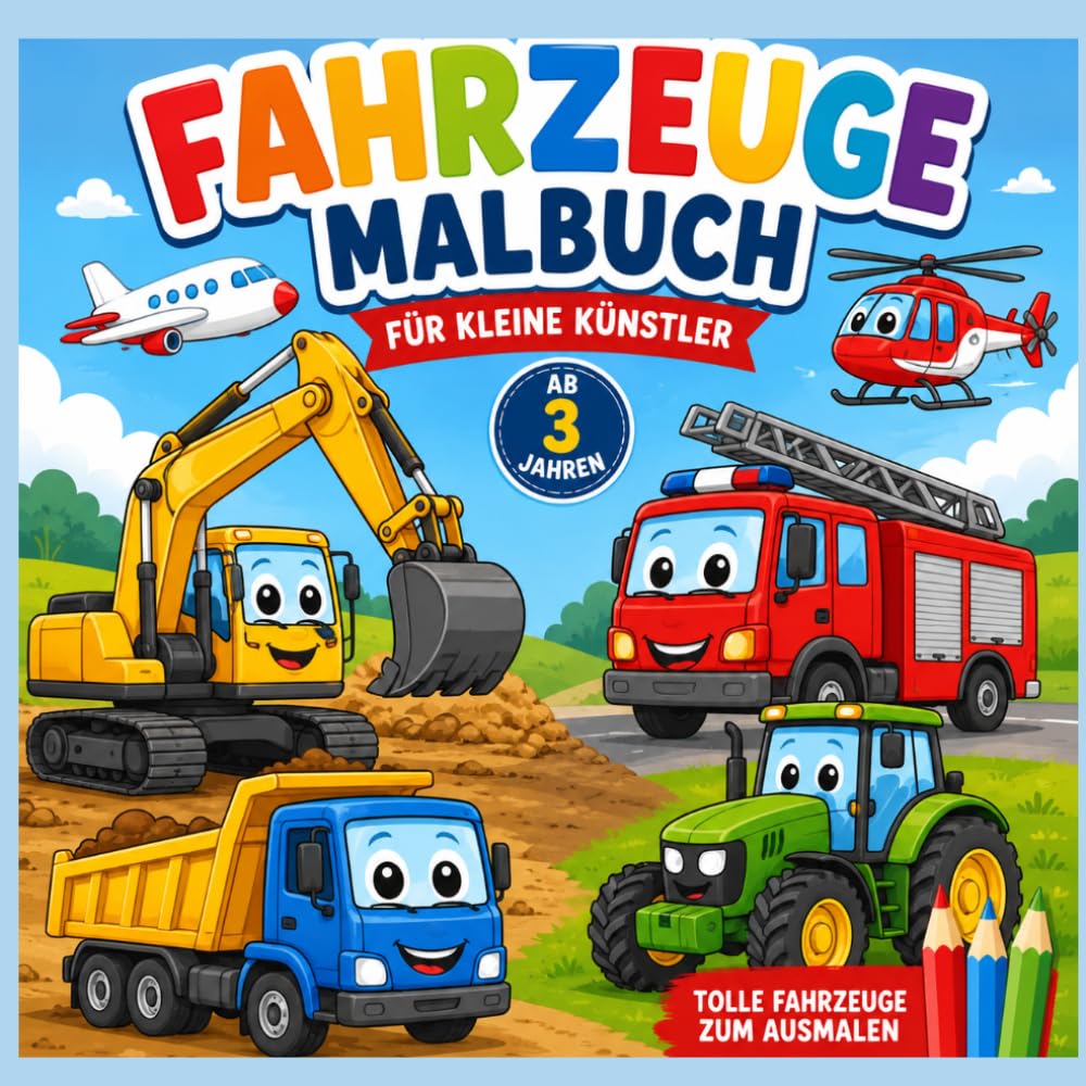 Fahrzeug Ausmalbuch für kleine Künstler