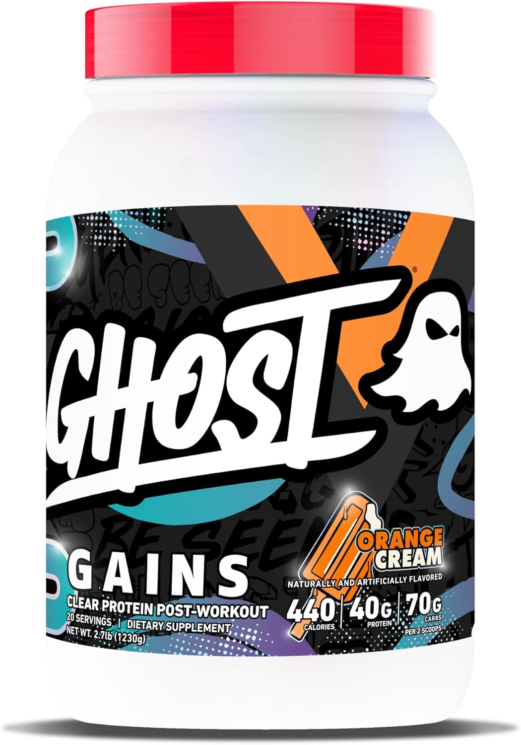 GHOST Clear Gains Mass Gainer Protein Powder - Post-Workout Weight Gainer Mix - 40g of Whey Protein Isolate, 440 Calories & 70g Vitargo Carbs - Lean Muscle Building & Recovery - Blue Raspberry