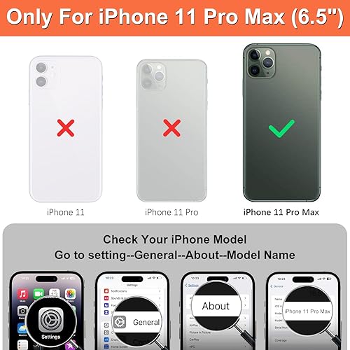 Miniatura 2 de iCoverCase - Funda de piel auténtica para iPhone 11 Pro Max, con correa para la muñeca y ranuras para tarjetas, cierre magnético, función atril para