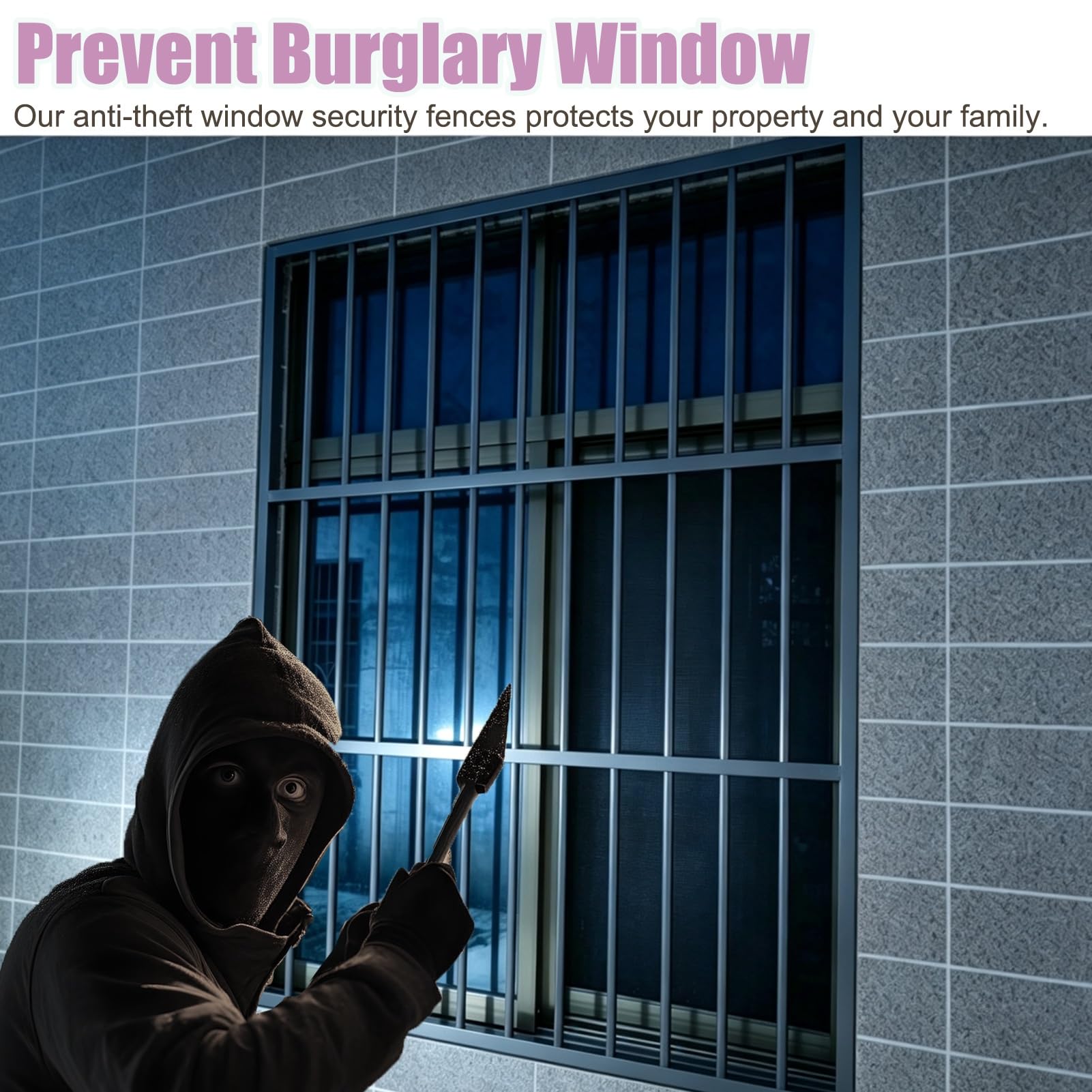 Inferriate per Finestre Barra di Sicurezza Fissa in Metallo per Finestre di Case e Appartamenti | Ringhiera di Protezione Fissa per Balaustra di Balcone, Barre di Sicurezza Antieffrazione in Alluminio(16x75in/40x190cm)