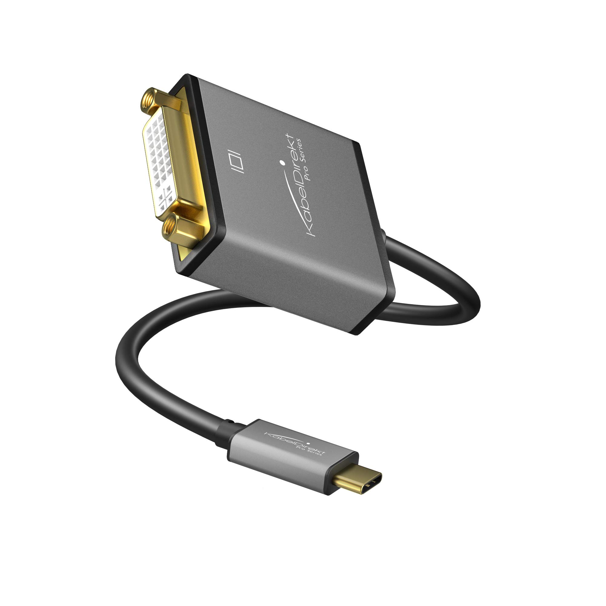 KabelDirekt – USB tipo C per adattatore DVI – 0,15 m – (risoluzioni fino a 4K/30Hz, USB C 3.1 e Thunderbolt 3, per MacBook Pro 2016/2017, MacBook 12“ e altri apparecchi)
