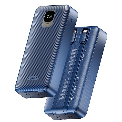 Basike Power Bank, Carregador Portátil Universal 20000mAh, USB-A(até 22.5W)+USB-C(até PD20...