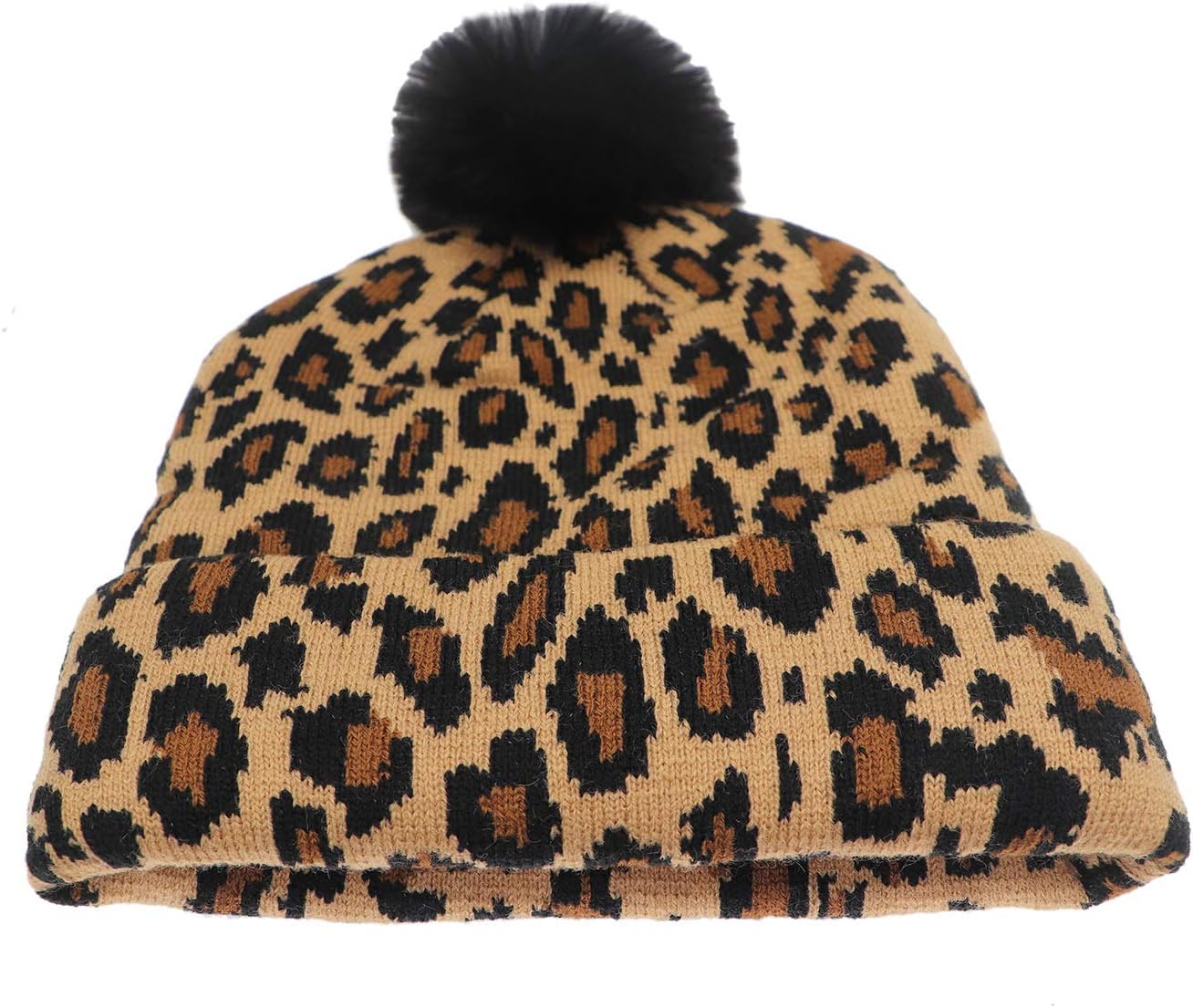 Newfancy Women Men Winter Hats Leopard Print Cuffed Beanie Double Layers Thick Knitted Soft Warm Slouchy Skull Ski Cap - Image 2