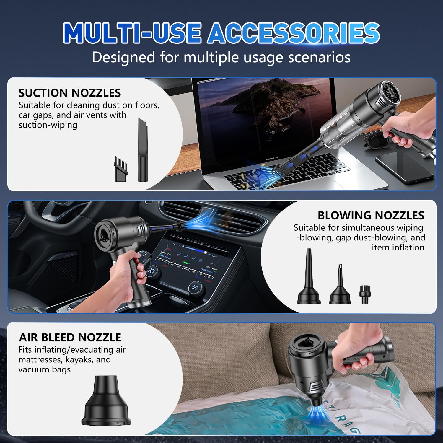 KMM Handheld Car Vacuum Cleaner, 10000PA Hand Held Vacuum & Air Duster view 5