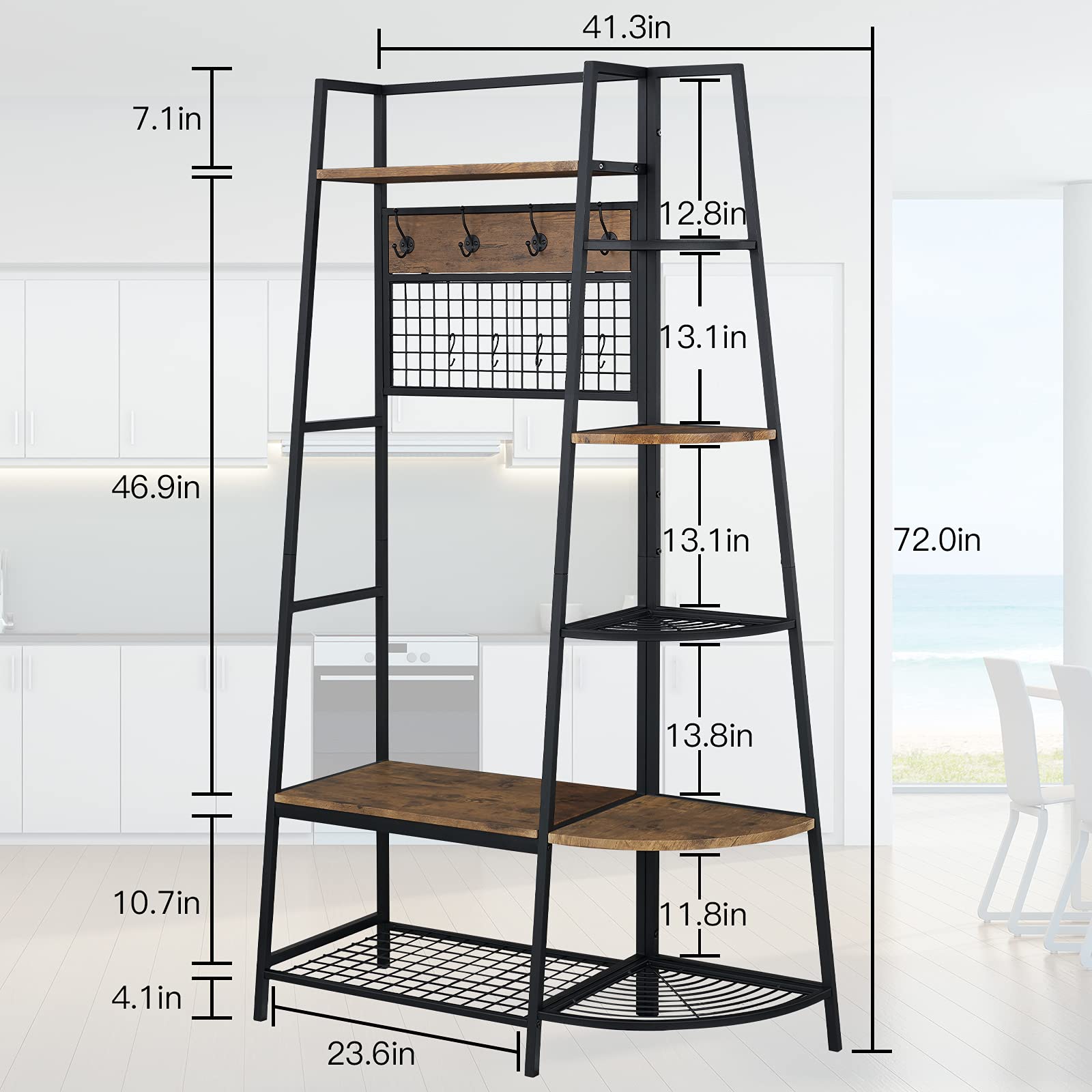 OIAHOMY Entryway Coat Rack with Storage Shoes Bench,Industrial Hall