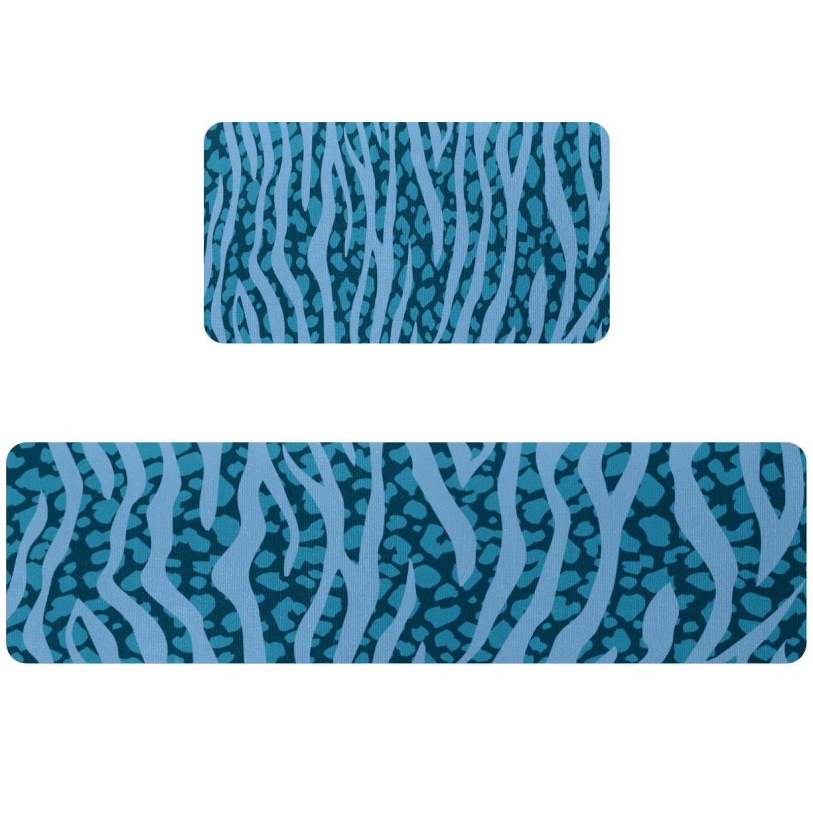 Tapis de cuisine à rayures bleues lot de 2 idéal pour couloir et buanderie
