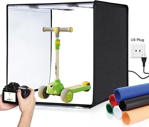 PULUZ Caja de luz fotográfica de 24 x 24 pulgadas, caja de luz grande para estudio fotográfico, caja de fotografía LED regulable profesional, caja