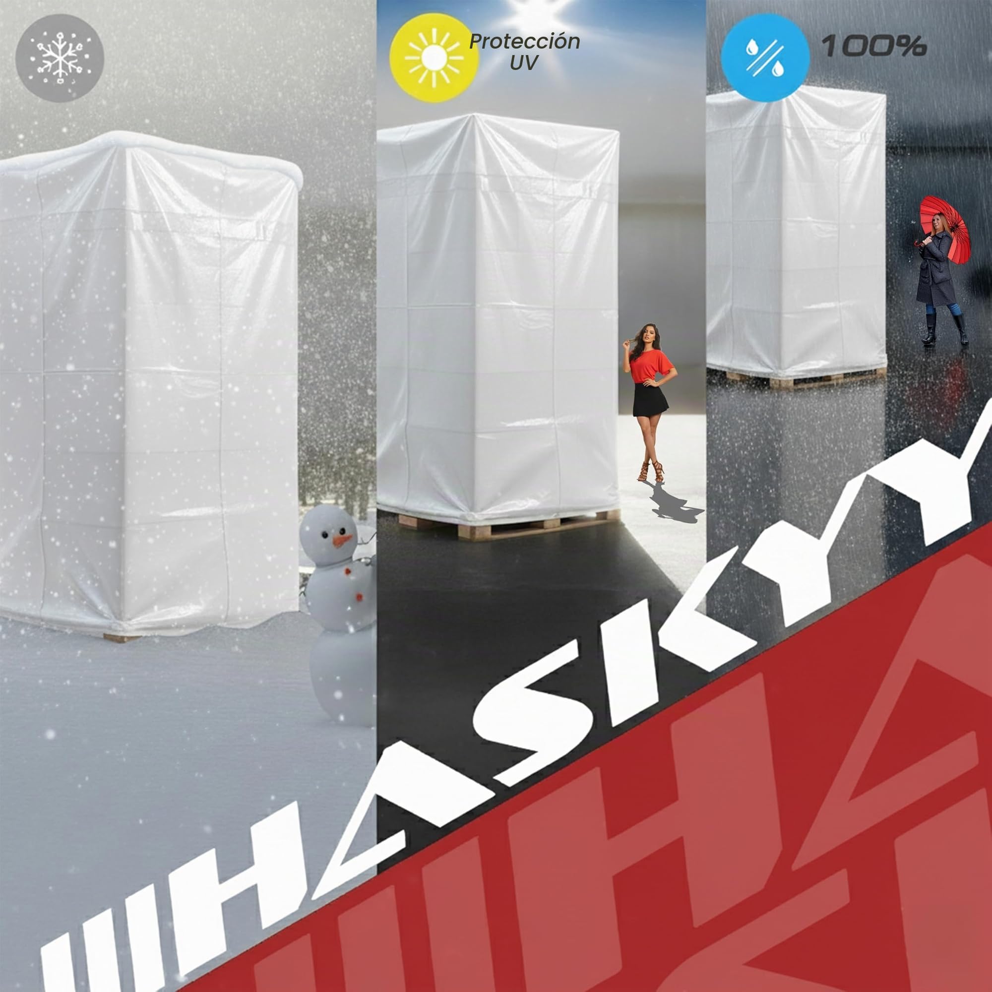 HASKYY Funda protectora para palets 10x Funda protectora 180 x 90 x 130 cm Cubierta para muebles de palets Funda protectora de palets Cubierta para muebles de jardín PE 50μm Resistente a UV BLANCO