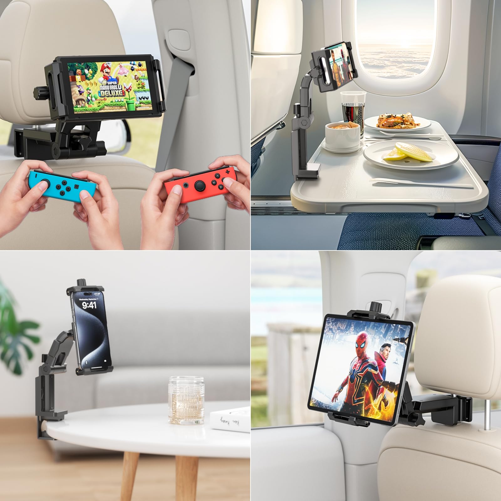 Tryone Car Headrest Tablet Holder Mount Stretchable Backseat Tablets Stand For Kids