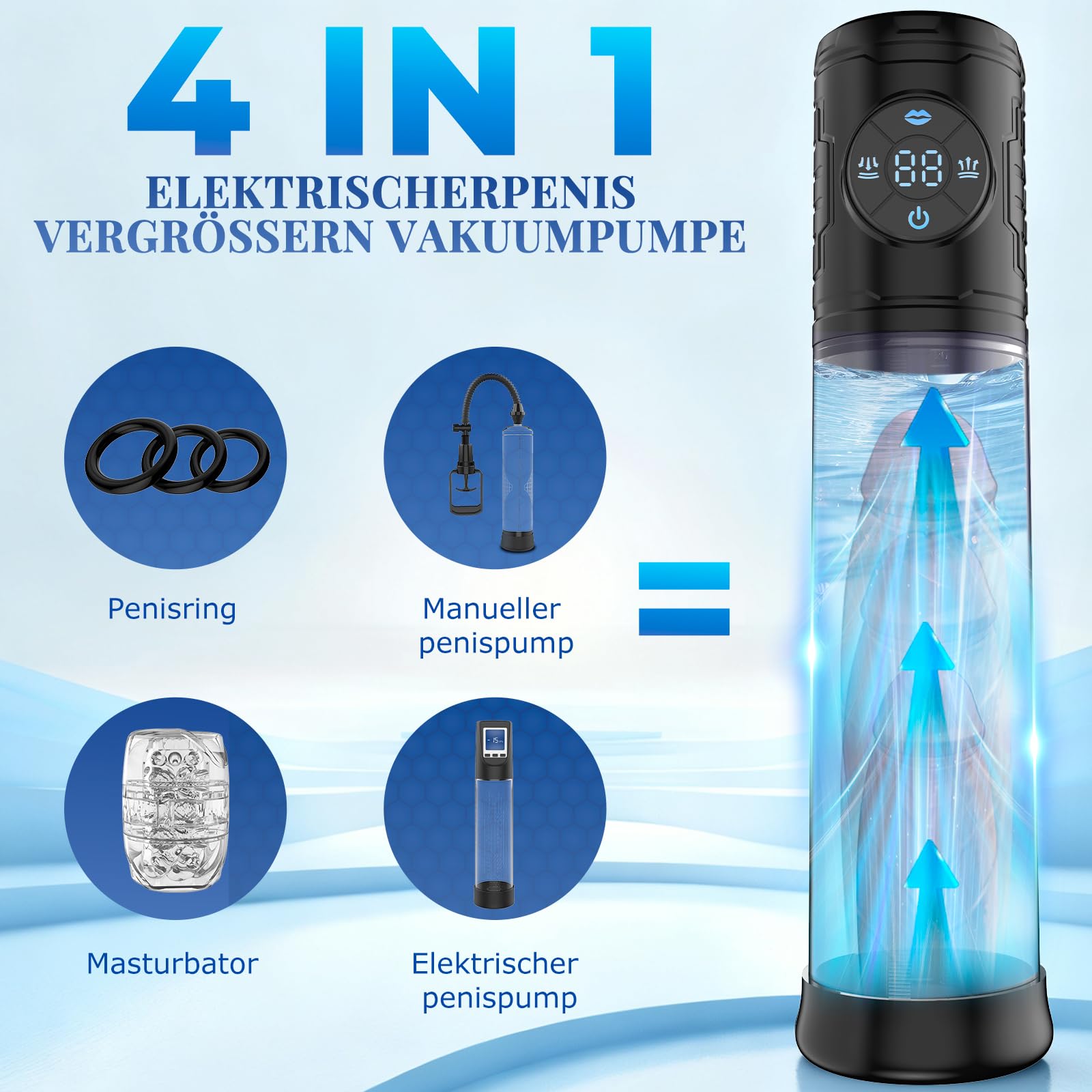 Penispumpe Vakuumpumpe für den Mann Penisvergrößerung, 9 Saugstufen & 9 Trainingsmodi Elektrische Penis Pumpe, Sex Spielzeug für die Männer Masturbator Penies Pump Verlängerung