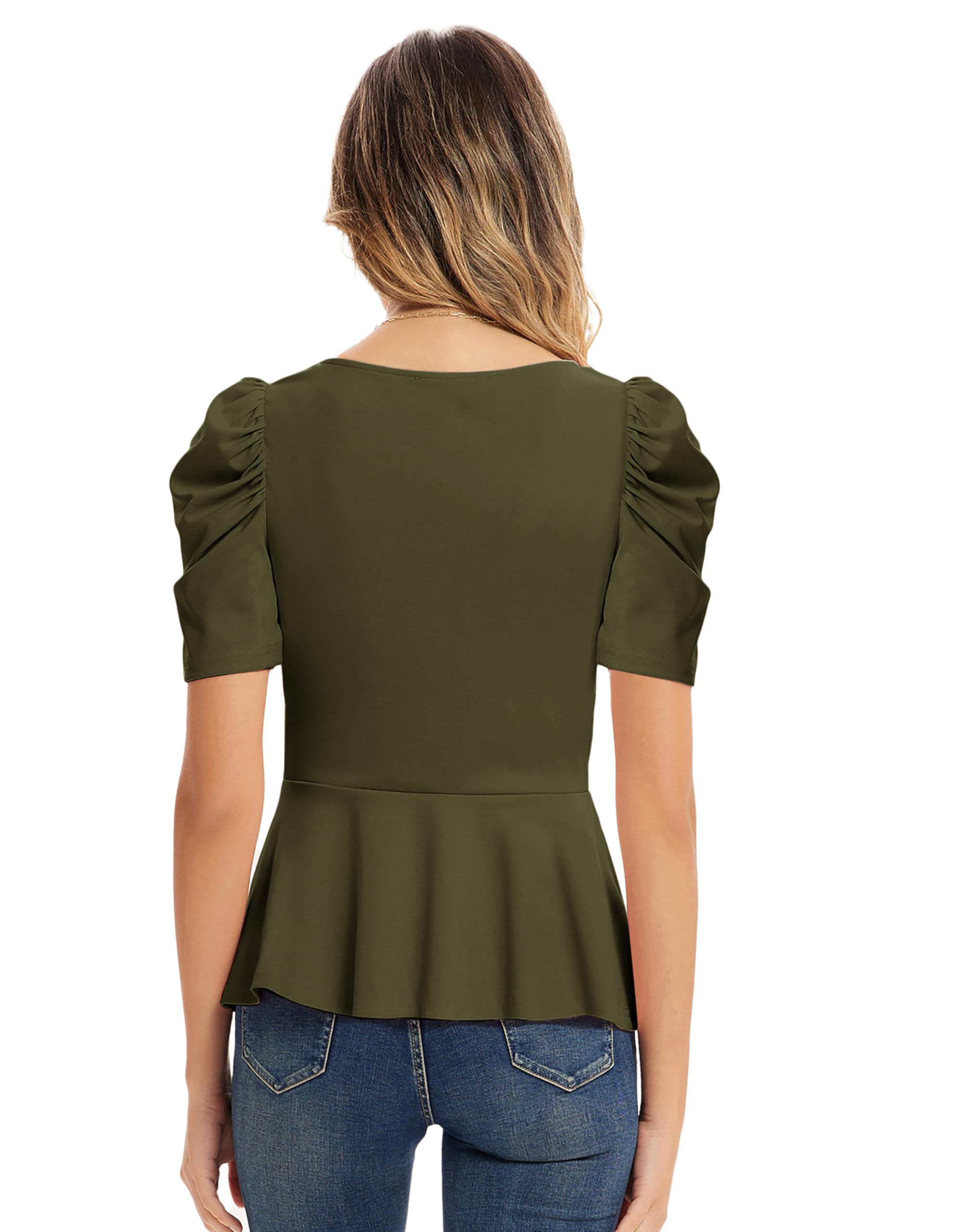 GRACE KARIN 2025 Top da donna elegante peplo top avvolgente scollo a V manica corta estate top camicetta