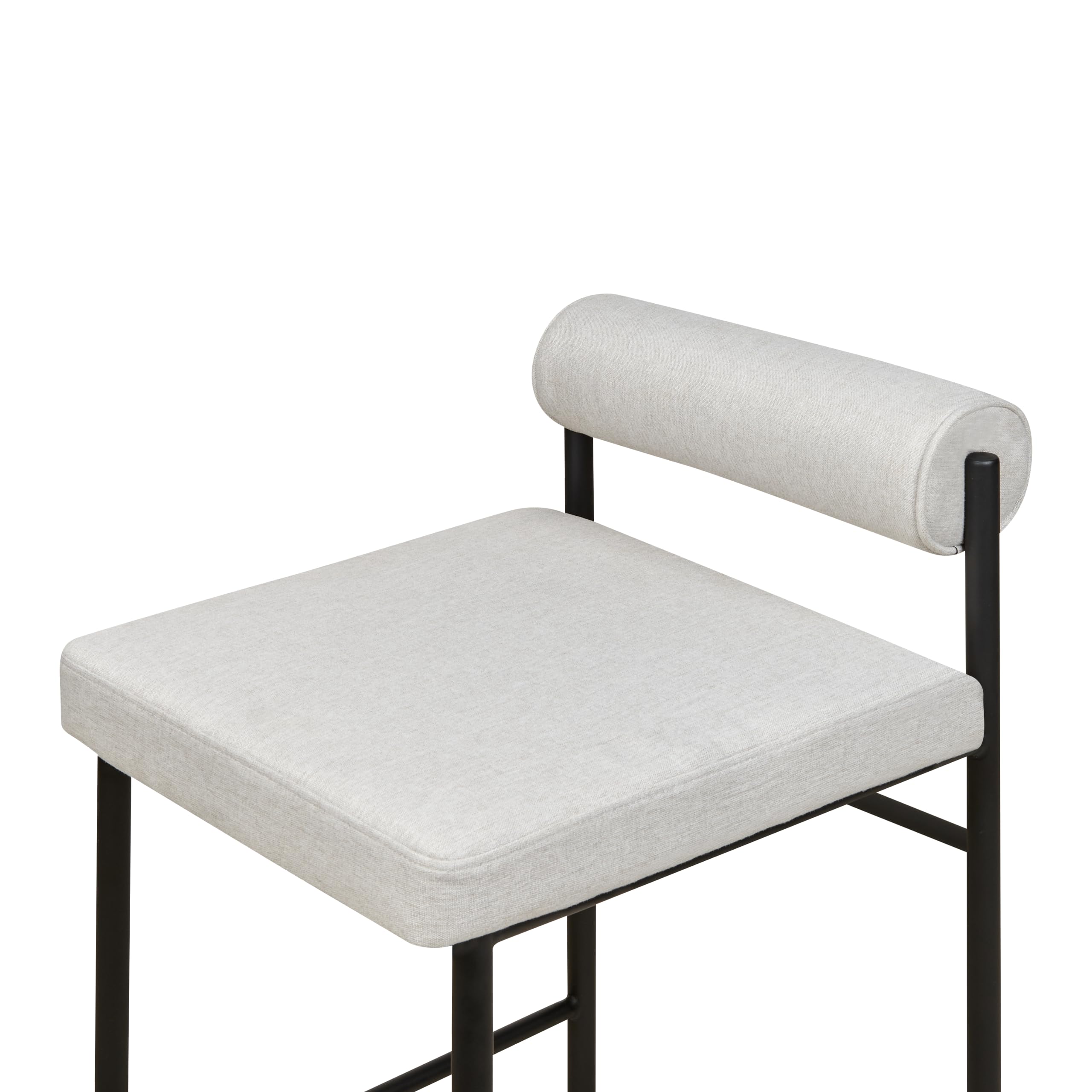 Beliani Barstuhl 2er Set Stoff grau niedrige Lehne Metallgestell Fußstütze Retro Amaya