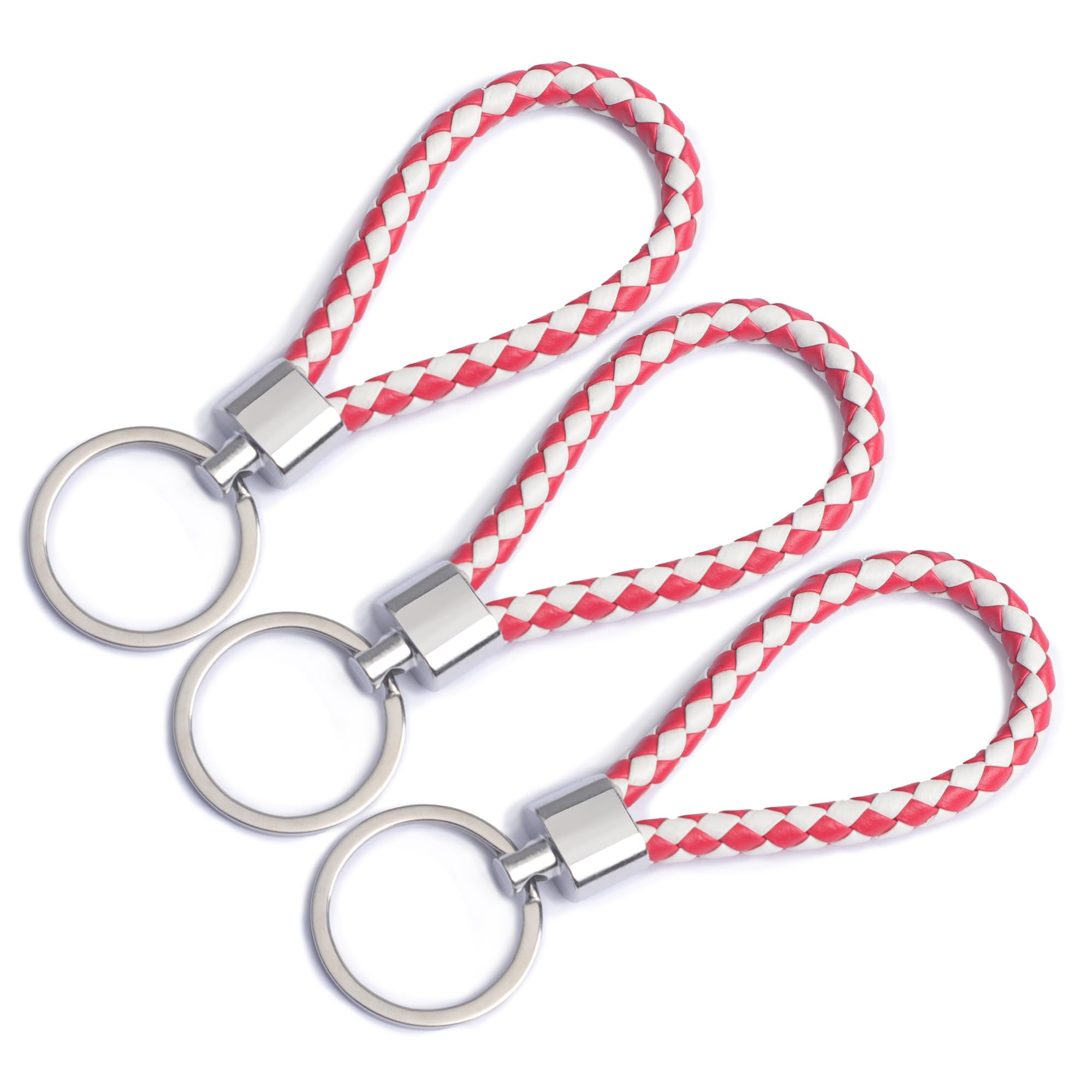 Keychain, key chain, key ring, small key attachment ring, hand woven shoulder strap, key chain, hanging key, car keys, men and women (pack of 3)