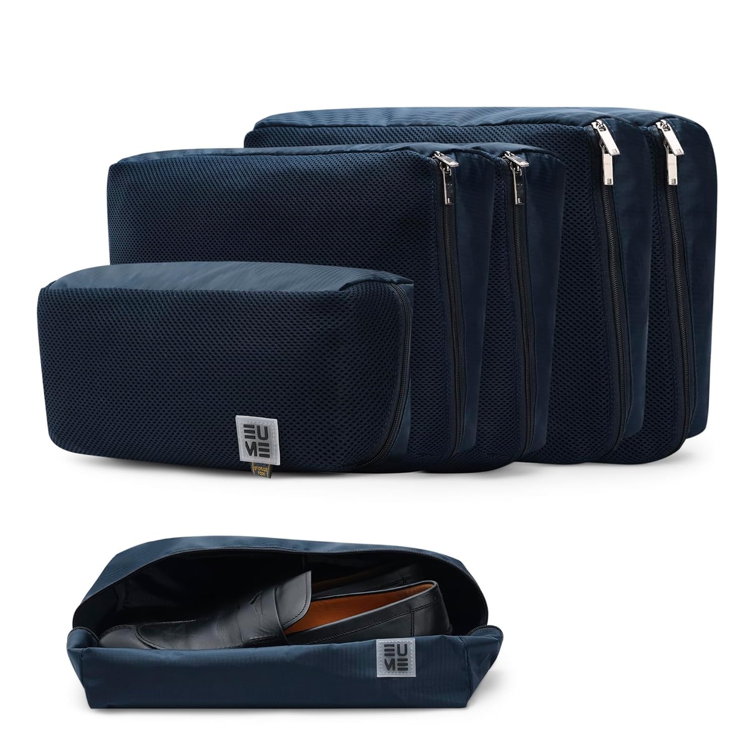 Storage Pods- Polyester Packing Cubes for Men and Women Luggage Travel Organizer set of Packing Bag (2 XL, 2 Large, 1 Medium Toiletry Bag, Shoe bag) (Set of 6, Navy Blue)-image-32