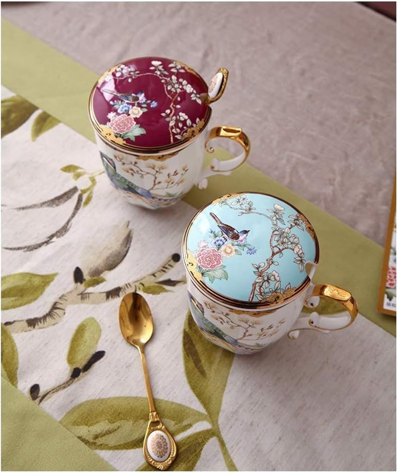 Kreatywny kubek do kawy, porcelanowy kubek, ceramiczny, duża pojemność, pokrywa, narodowy, lekki, luksusowy, rodzinny kubek do kawy, kubek do herbaty