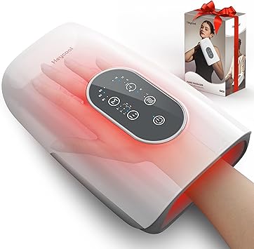 Heycool Upgrade Hand Massager for Arthritis and Carpal Tunnel Relief, Cordless Wrist Hand Massager with Heat and Compression, Gifts for Mom, Women, White