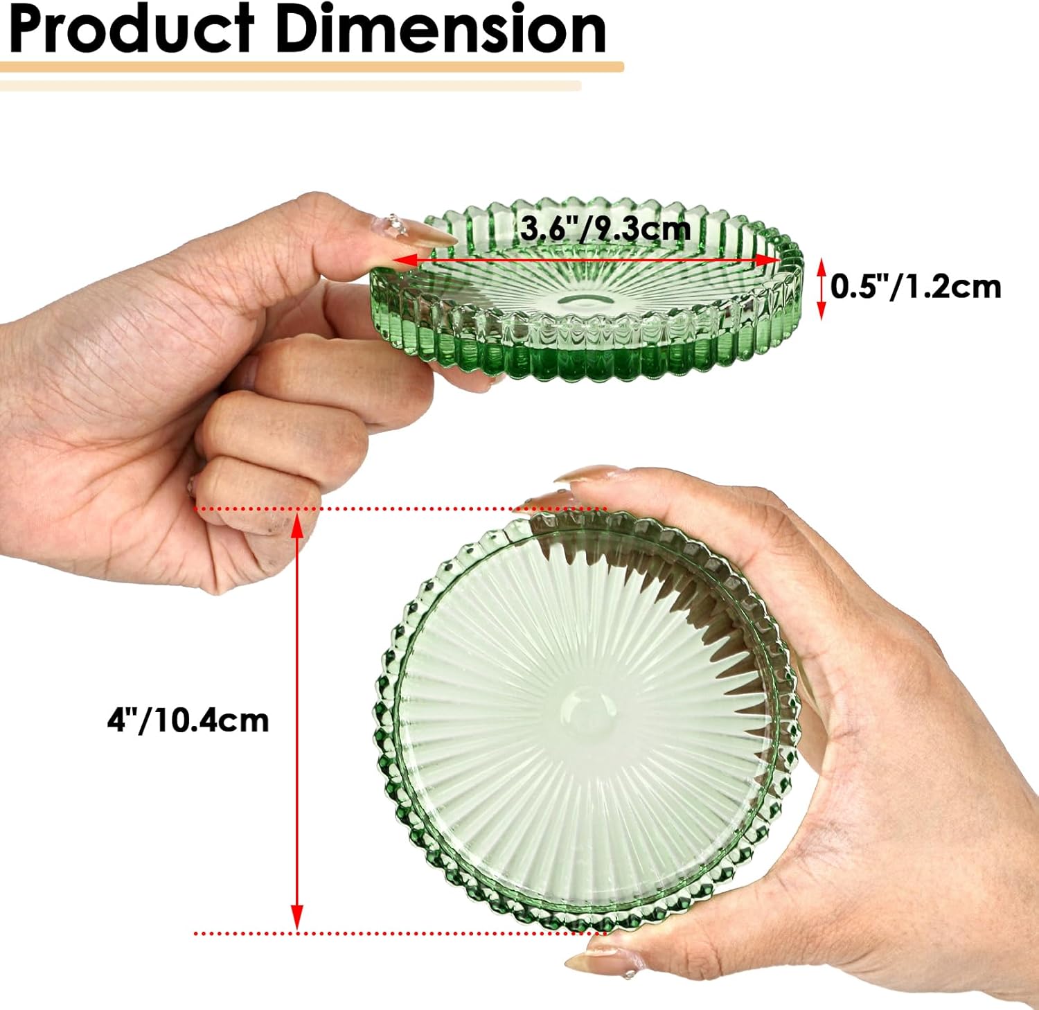 Modern Clear Green Glass Coasters Set of 5 - Round Crystal Coasters for Drinks, Coffee Table Decor - Image 3