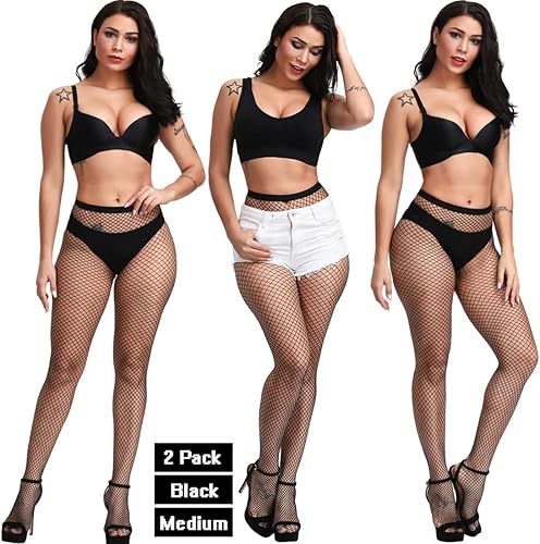 Miniatura 3 de DRESHOW Women Fishnet Tights Fishnet Stockings Hight Waist Tights Thigh High Pantyhose Plus Size