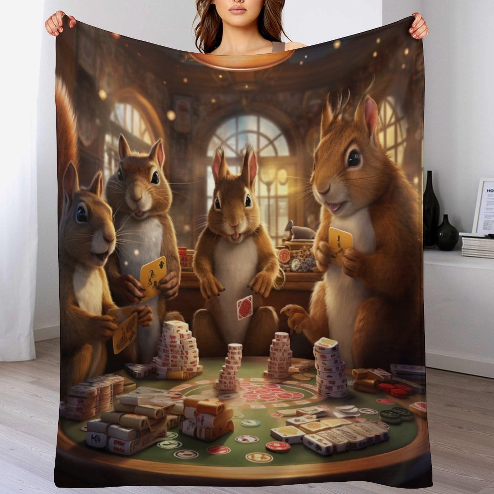 Couverture écureuil douce et chaude en flannel pour éliminer le froid