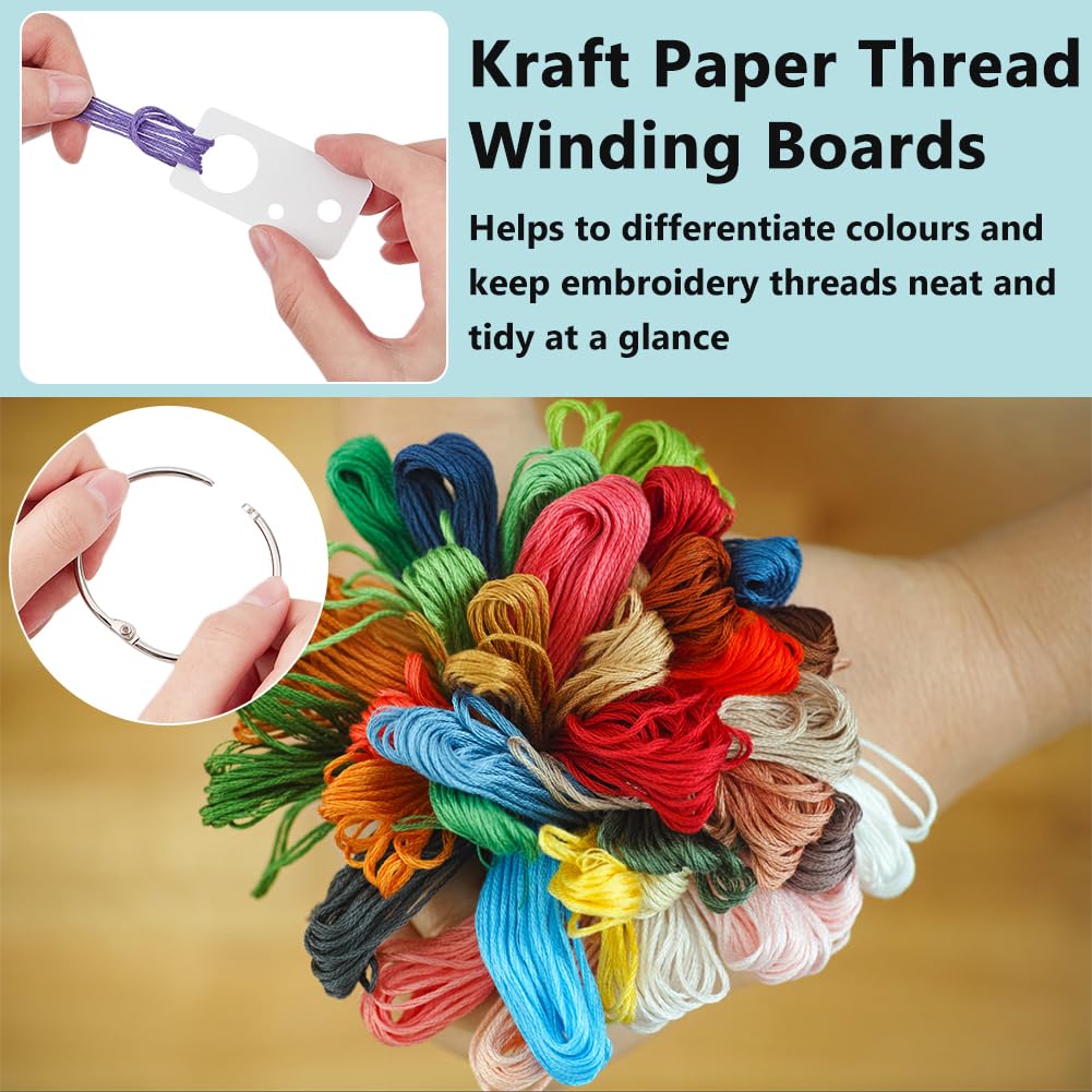 BENECREAT Nadel- Und Garn-Organizer – 100 Stück Kraftpapier-Wickelbretter Mit Ring, Perfekt Für Stickerei & Handarbeit