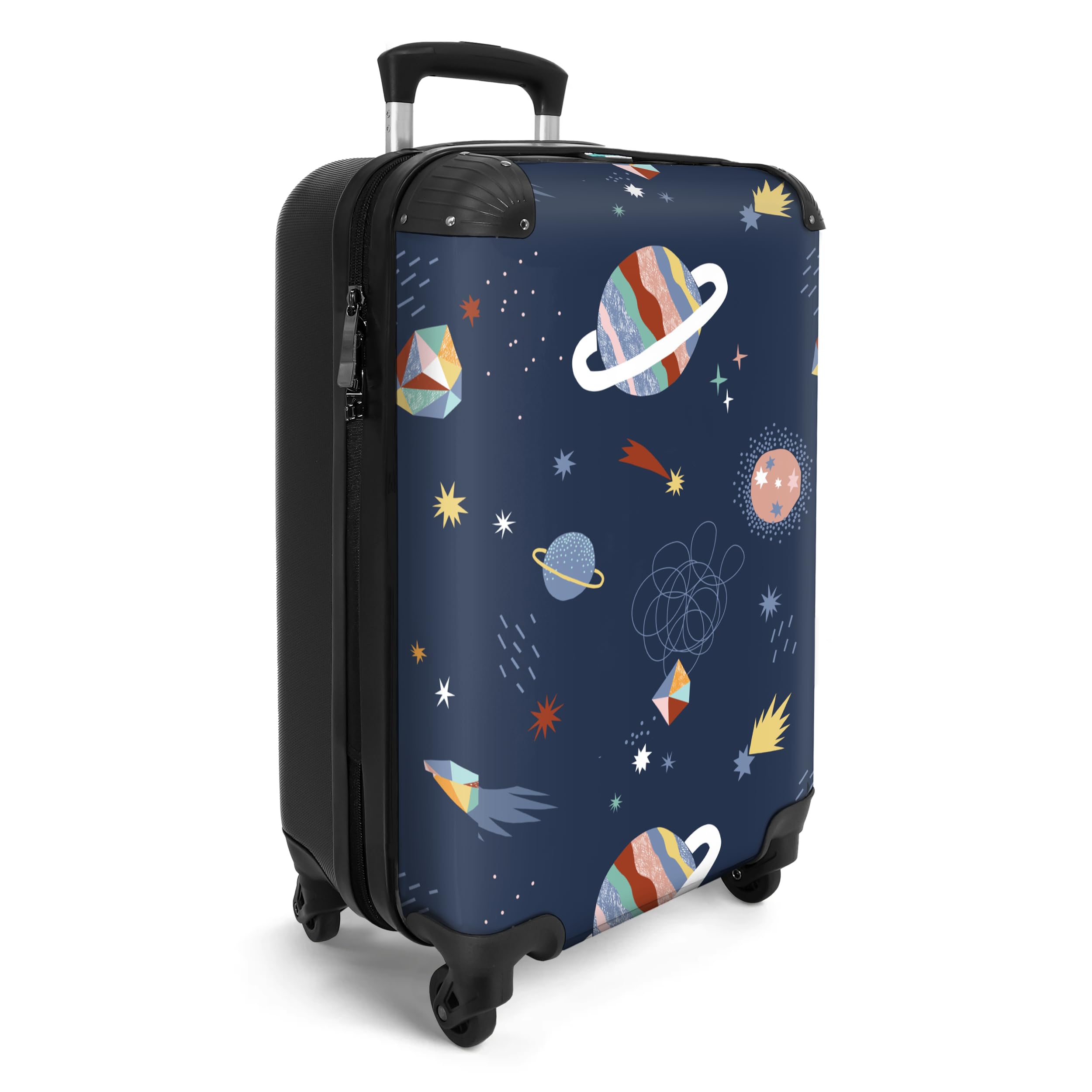 NoBoringSuitcases.com Valise Enfant Cabine à roulettes, Bagages, Valisette 55x35x25cm (Planètes Pastel - Bleu)