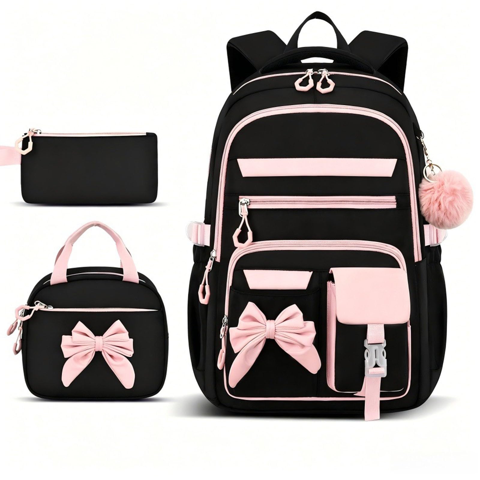 Zaino Elementari Bambina Grande, Zainetto Bambino,Zaino per bambini con porta pranzo e matita leggero e casual ideale per la scuola i viaggi e le attività all'aperto.(One Size)