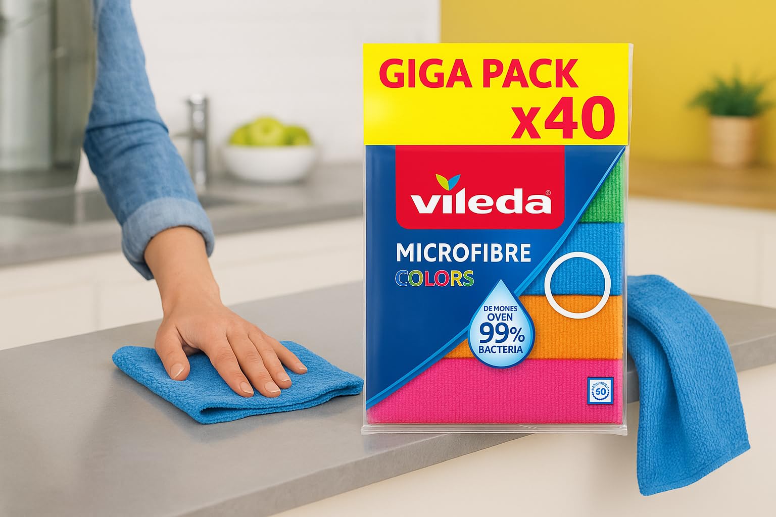 Vileda Microfibra Colors Paquete de 40 Unidades