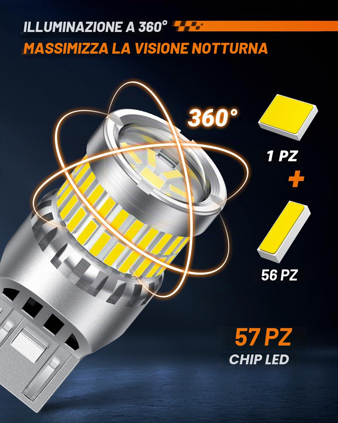 SEALIGHT Lampadina LED W21W T20 7440 7443 6500K Bianco 2 sztuki