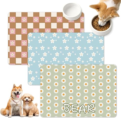 Personalized Dog Food Mat for Food & Water, Customized Na...
