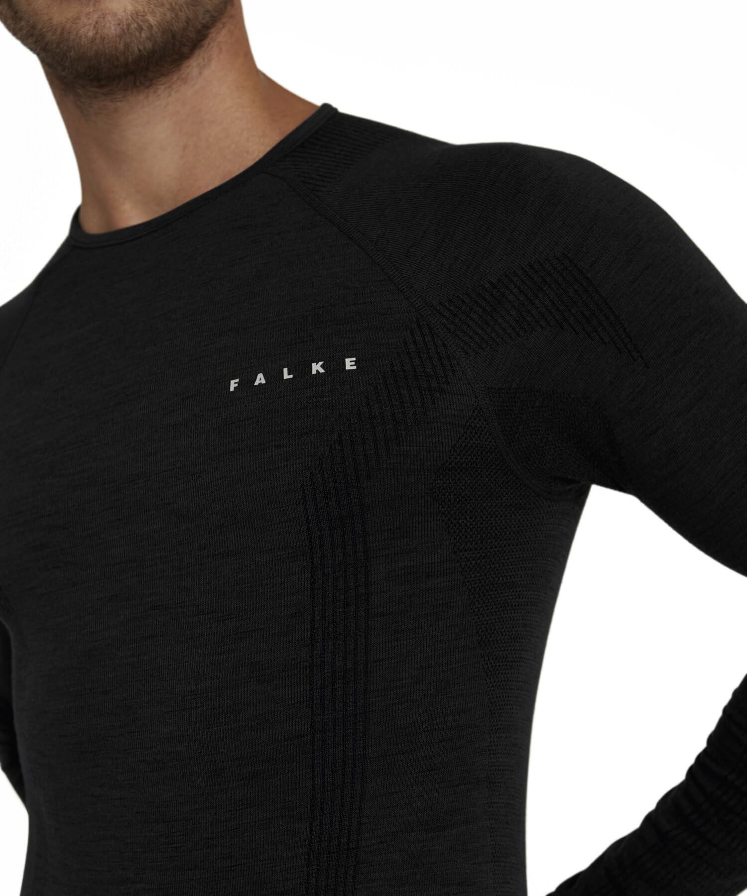 FALKE hombre Wool-Tech Round Neck camiseta técnica deportiva manga larga para clima frío a muy frío transpirable regulación del clima antiolores sostenible lana hilo funcional 1 pieza | de lana merina para temperaturas de frías a muy frías