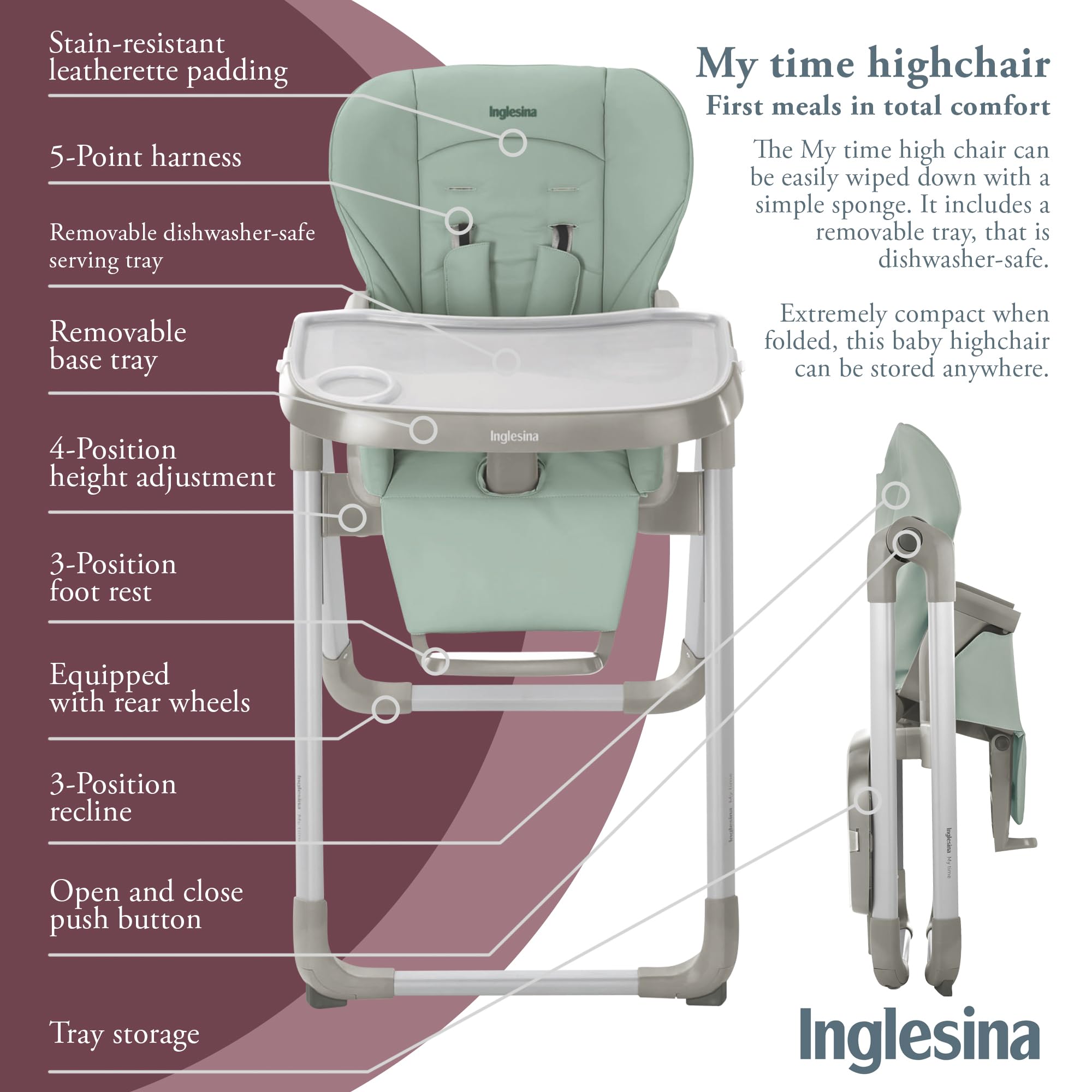 Inglesina My Time Folding Convertible High Chair For