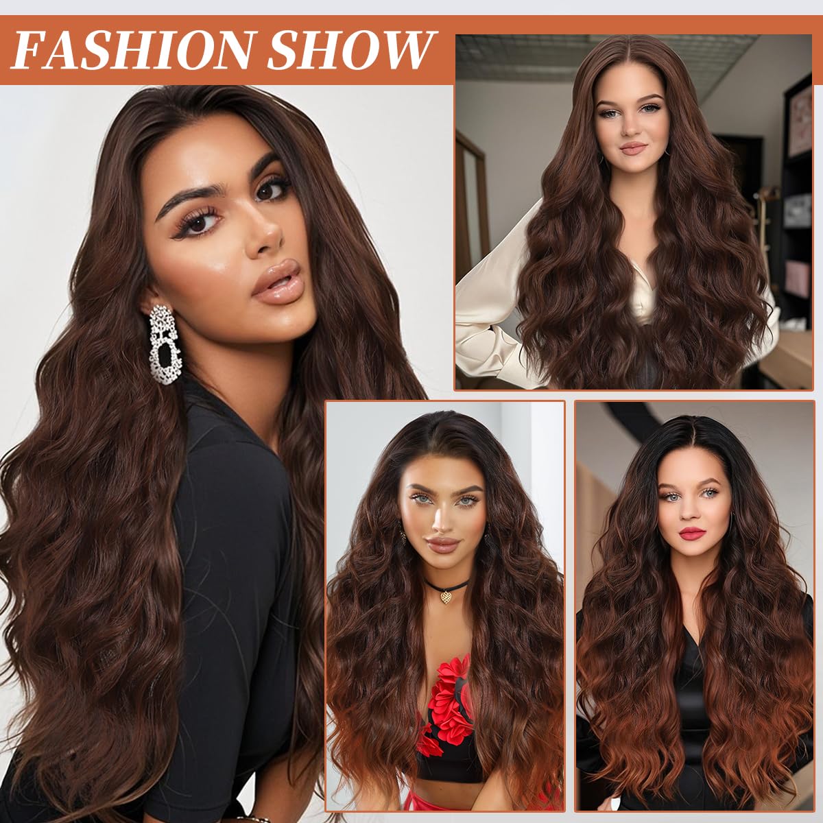 Synthetic 13x4 HD Lace Front Wigs Pre Plucked 26 Inch Long Wavy Ombre Burgundy with Black 100% Futura Premium Lace Wigs For Black Women Ready to Wear Daily Party Use