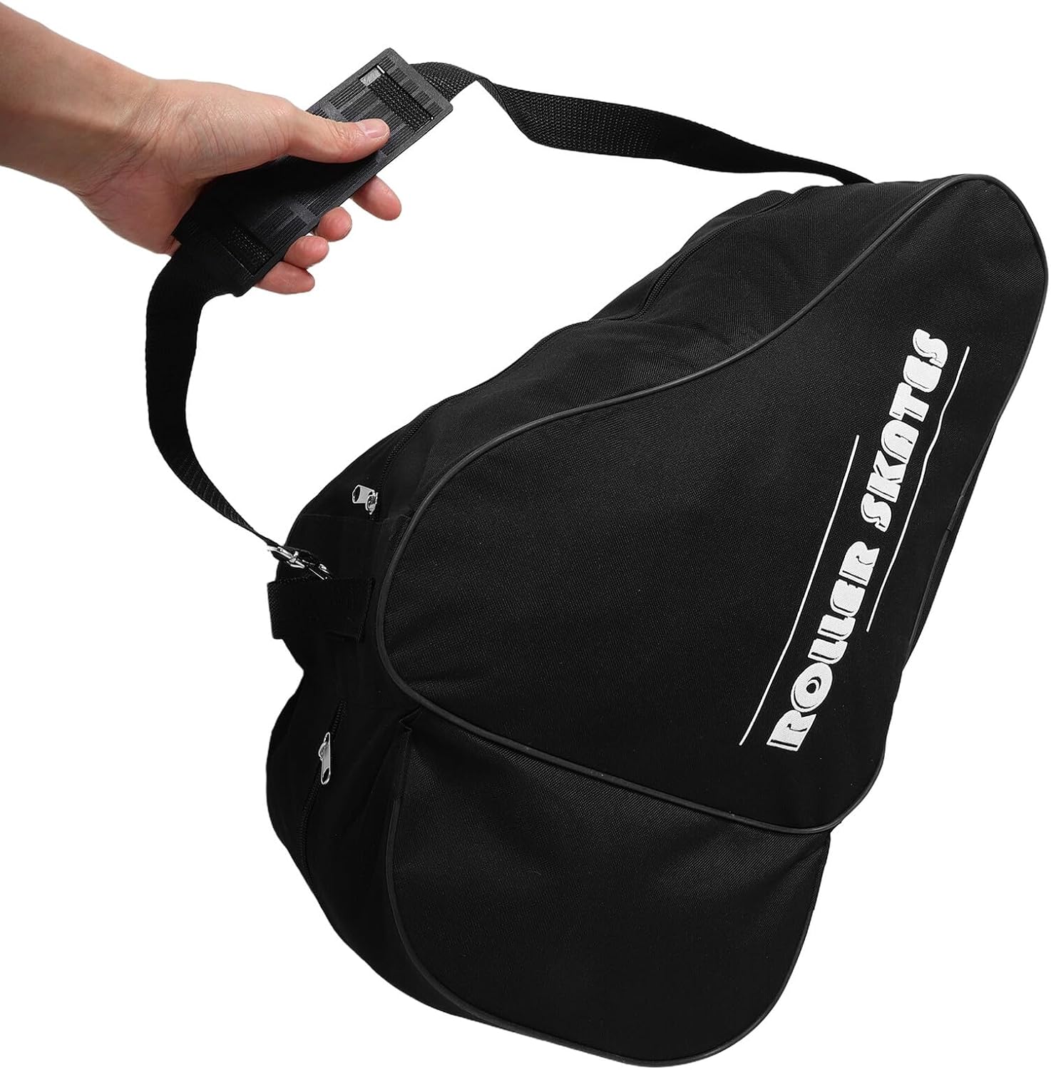 2pcs Roller Skate Bag Thickened Ice Skate Organizer Backpack with Multi Compartments for Boys Adults Tote with Ergonomic Shoulder Strap in Black