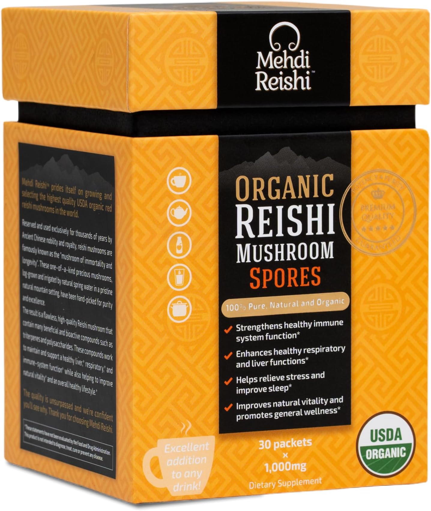 Organic Reishi Mushroom Spores Powder 30 Servings - 100% Pure, Premium and Organic Spores-Ganoderma Lucidum, Lingzhi - High Potency Triterpenes (30 Grams)