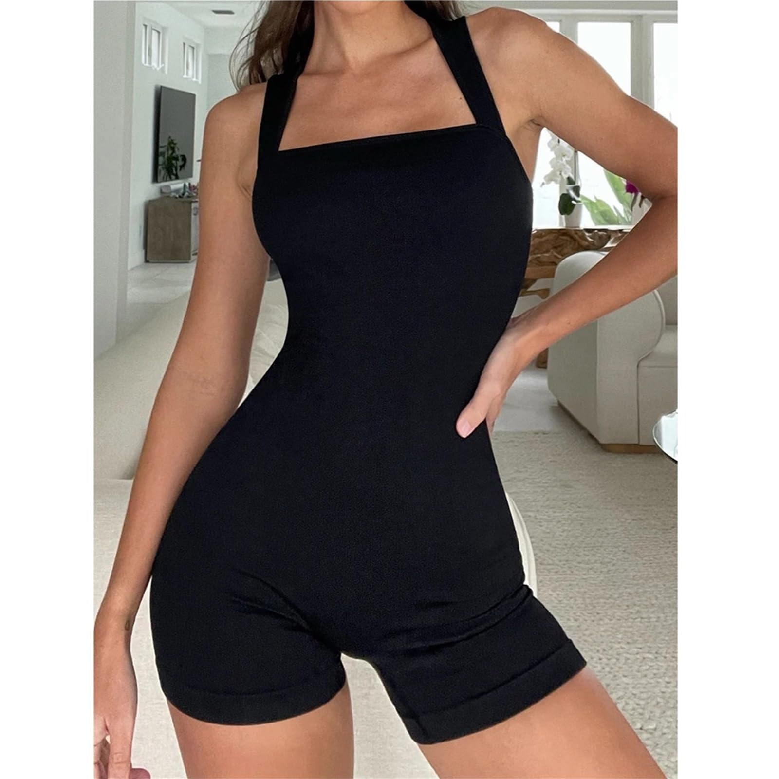 Mono de Yoga Mujer Body de Yoga for mujer, sin espalda, mangas, ceñido al cuerpo, ropa calle, mono una pieza for Fitness, monos transpirables secado rápido