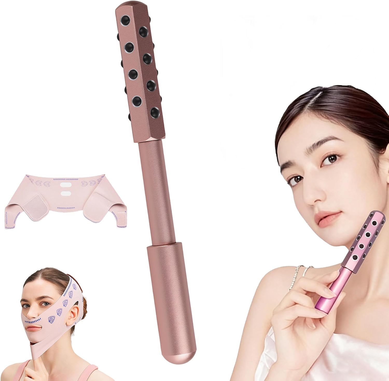 Radiance Roller - Face Roller with Reusable V Face Masks Face Massager Face Massager for Lifting and Soothing Massage Roller Face Christmas Gifts for Women