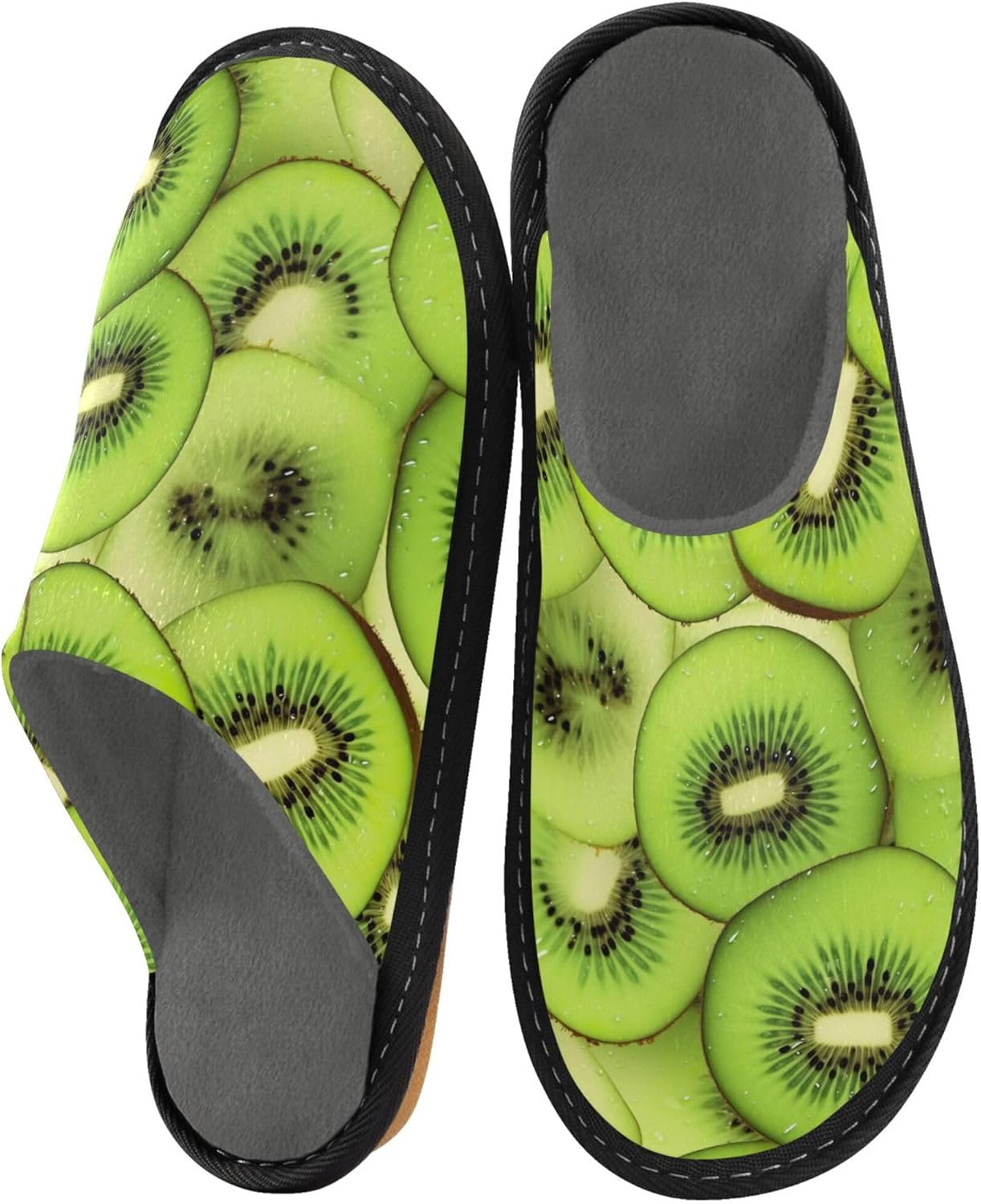 Kiwi Fruit House Slippers – Cozy Fuzzy Slippers for Guests, Washable & Disposable, Perfect for Shoeless Home, Spa & Hotel Use A111804
