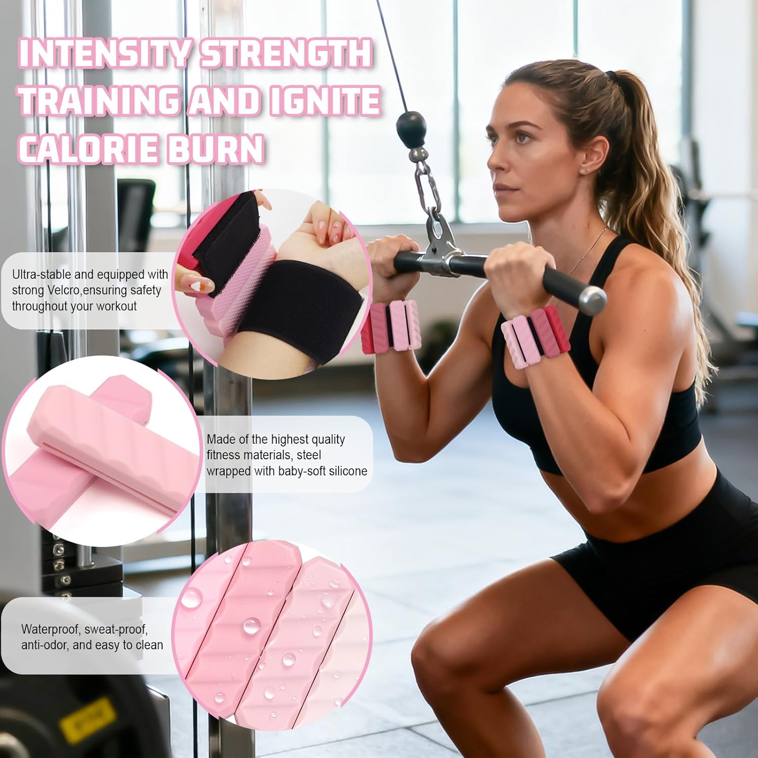 Pilates Ankle Wrist Weights for Women Set of 2 (1lb Each) With Resistance Bands Set, Adjustable Silicone Bangles for Arm Leg Weights & Exercise Bands Set Suitable for Working Out Walking Rehab Yoga Gym Home Exercise
