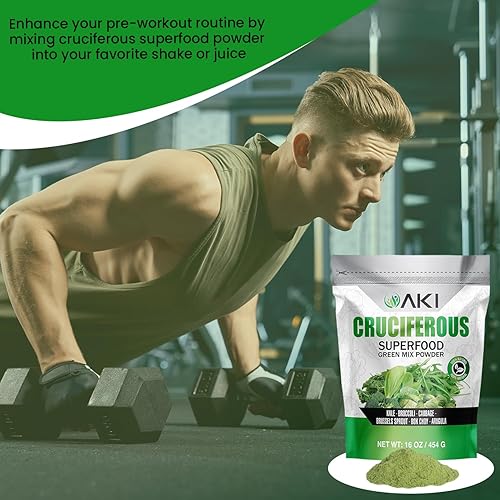 Miniatura 8 de AKI Cruciferous Superfood Green Mix Powder - Hecho de col rizada, brócoli, coles de Bruselas, repollo - Repleto de fitonutrientes y vitaminas