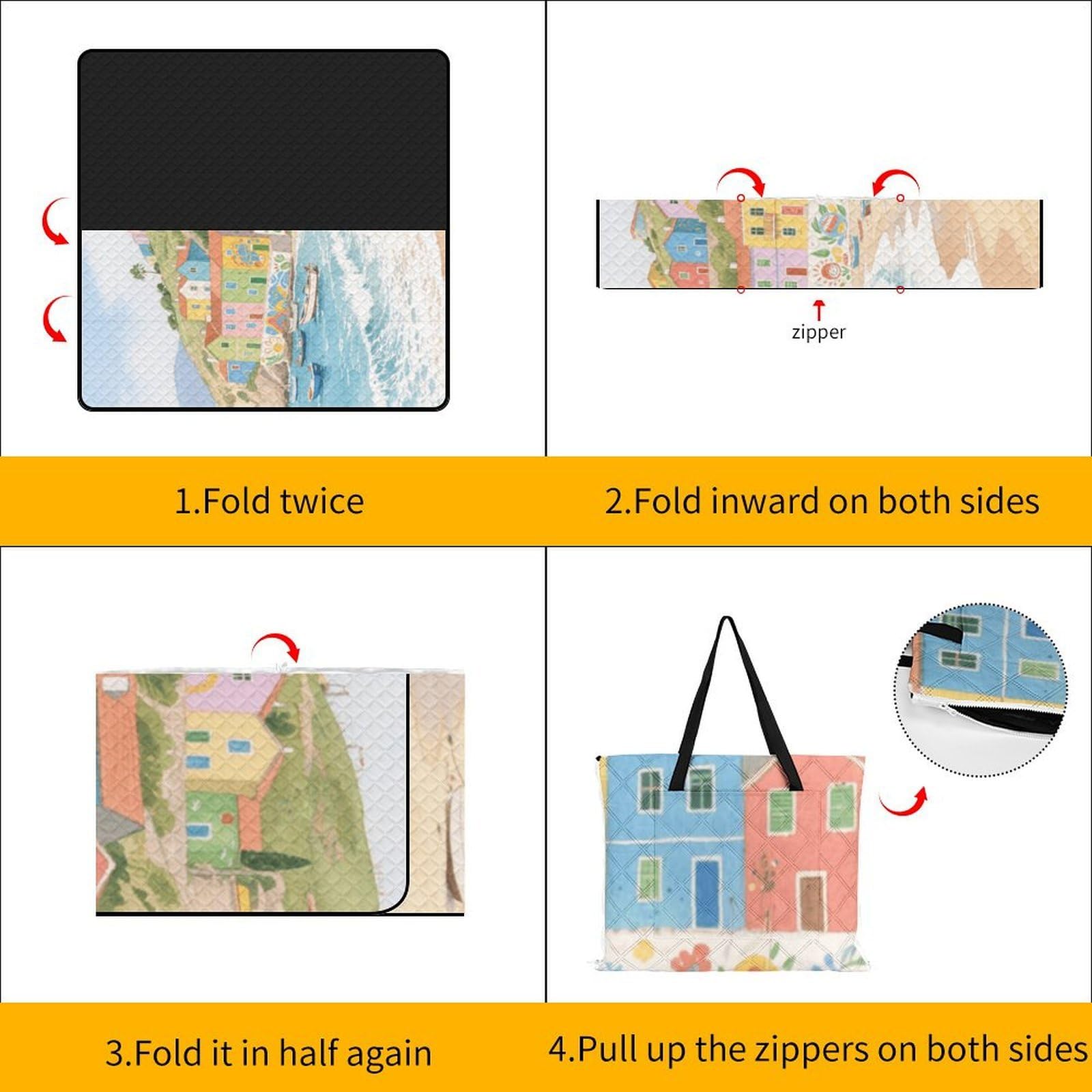 Tappetino da spiaggia con stampa di città colorata, portatile, extra large, adatto per viaggi, escursioni, festival musicali, prati, spiagge, picnic all'aperto